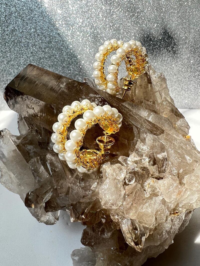 Argola em crochê com pérola - 5191 - Image 2